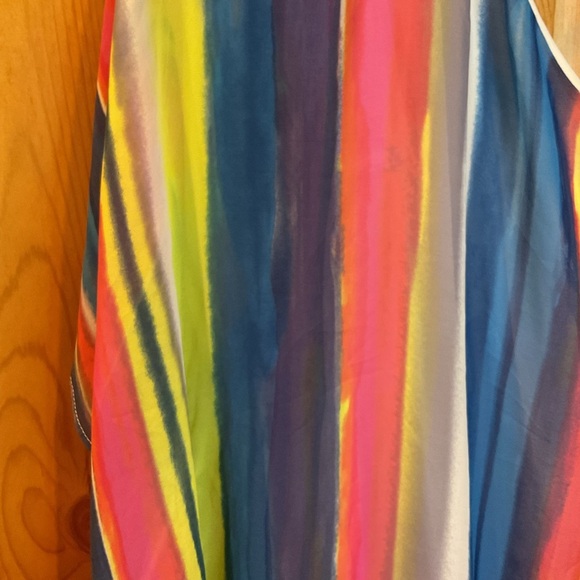 Karlie Chiffon Multi-Stripe On Shoulder Dress Size M - Picture 2 of 5